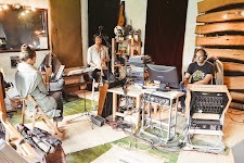 Recording session with musicians in a studio setup